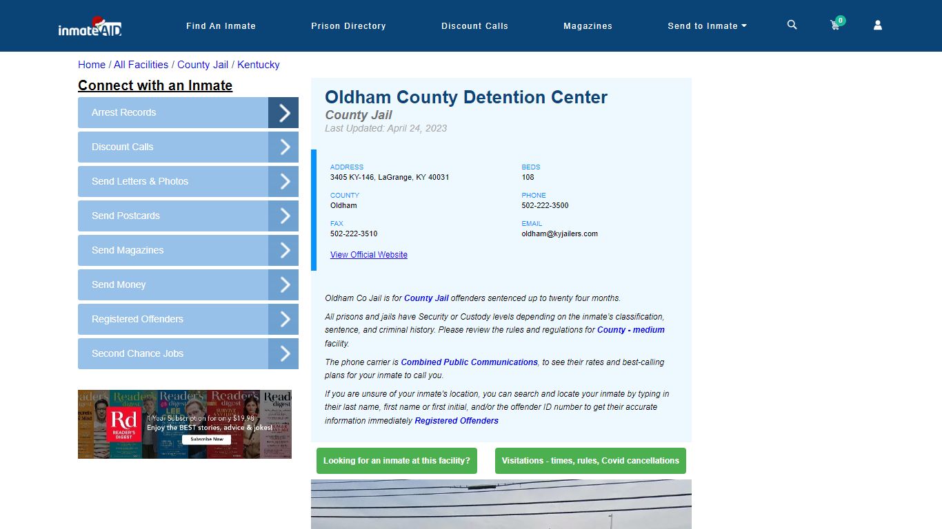 Oldham County Detention Center - Inmate Locator - LaGrange, KY