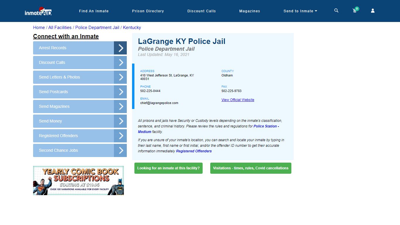 LaGrange KY Police Jail & Inmate Search - LaGrange, KY